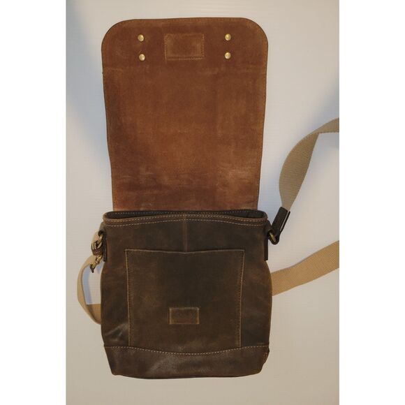 NWOT Patricia Nash Brown North South Moto Messenger Crossbody Leather Unisex Bag - Picture 4 of 12